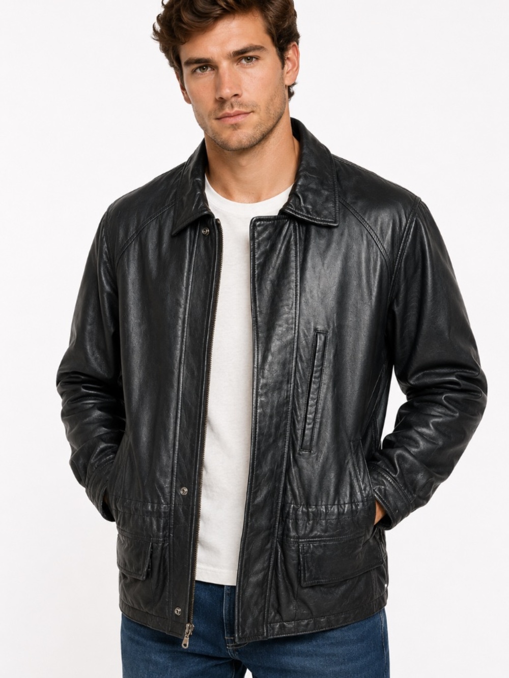 Wilsons Leather Men's Black Leather Jacket
